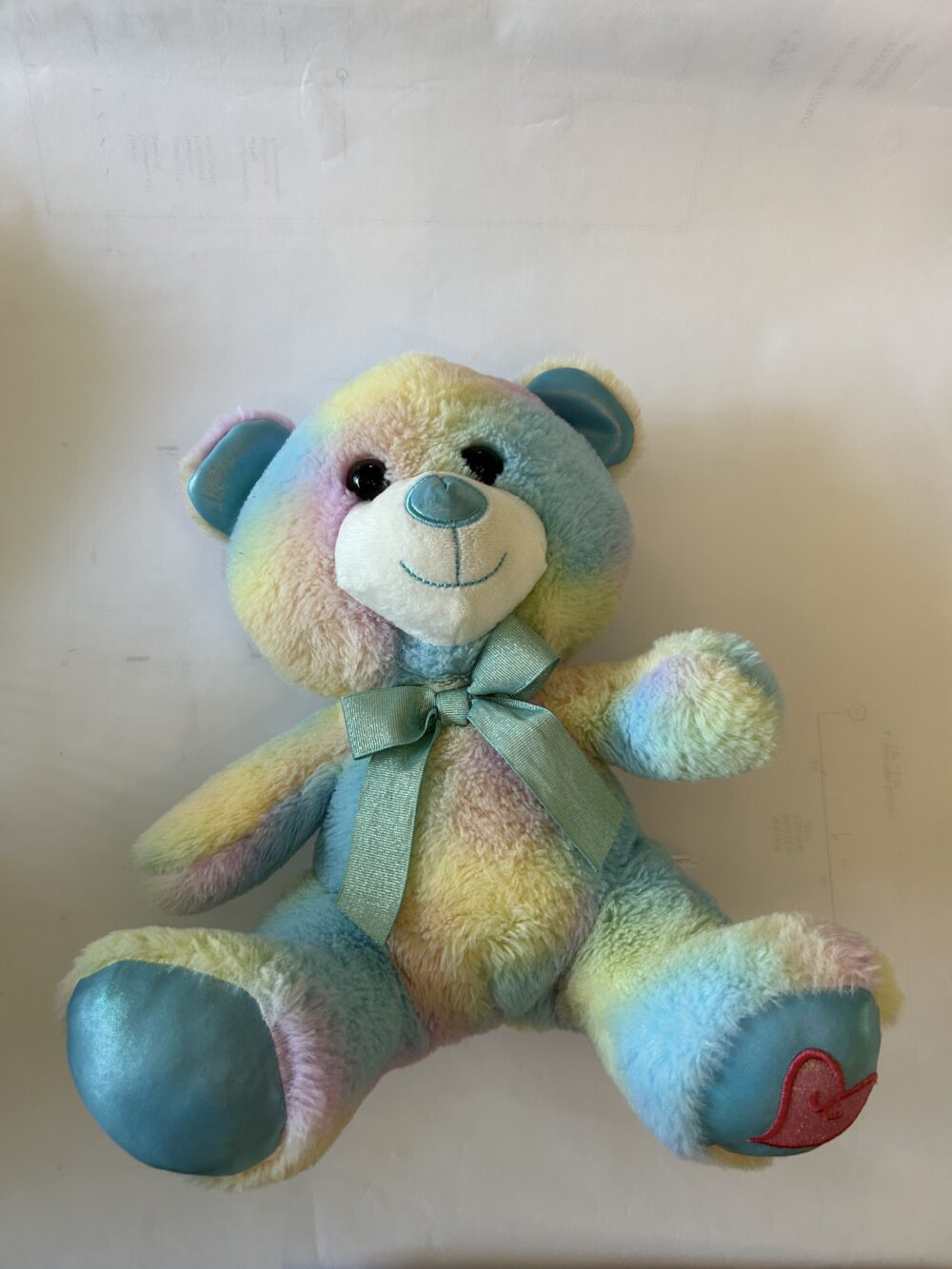 Rainbow Bear Plush With Heart On Foot - Image 4