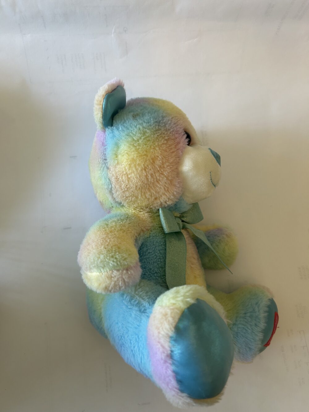 Rainbow Bear Plush With Heart On Foot - Image 3